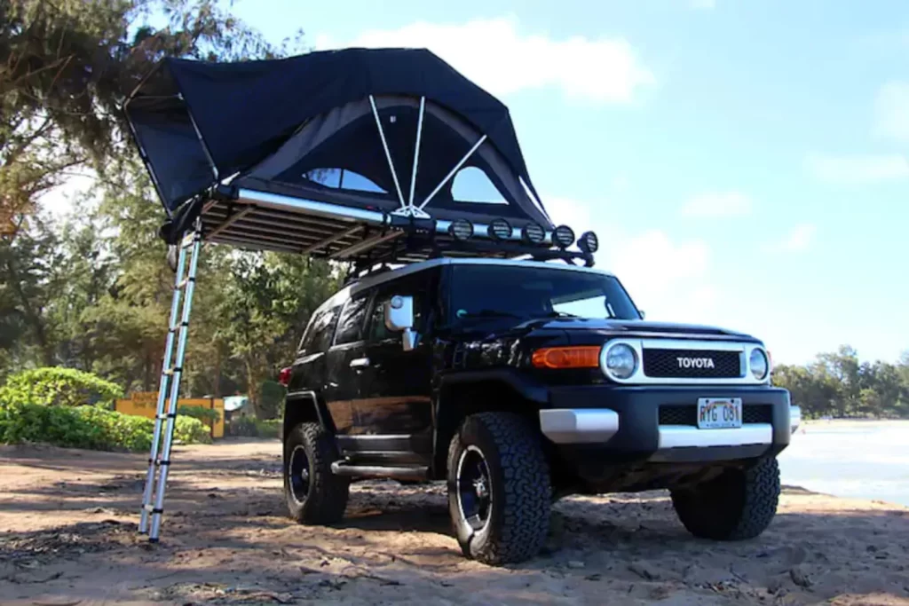 Rooftop camper for camping on Kauai, Hawaii