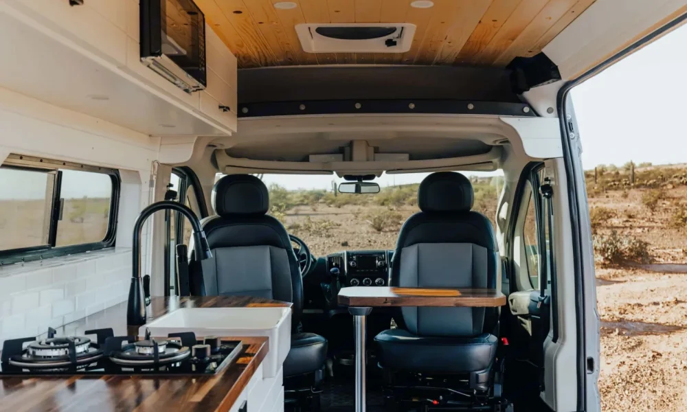 Nalu, a 2020 off-grid Dodge ProMaster camper van in Kahului, Hawaii. This 19-foot camper van sleeps 2 guests, has a 5.0-star rating from 68 trips, offers delivery within 30 miles, includes unlimited mileage and unlimited generator hours, and is not pet-friendly.